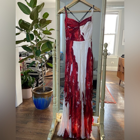 NWT Saaksha & Kinni Bandhandi Placement Print Micro Pleated Res Maxi Dress - Picture 3 of 11